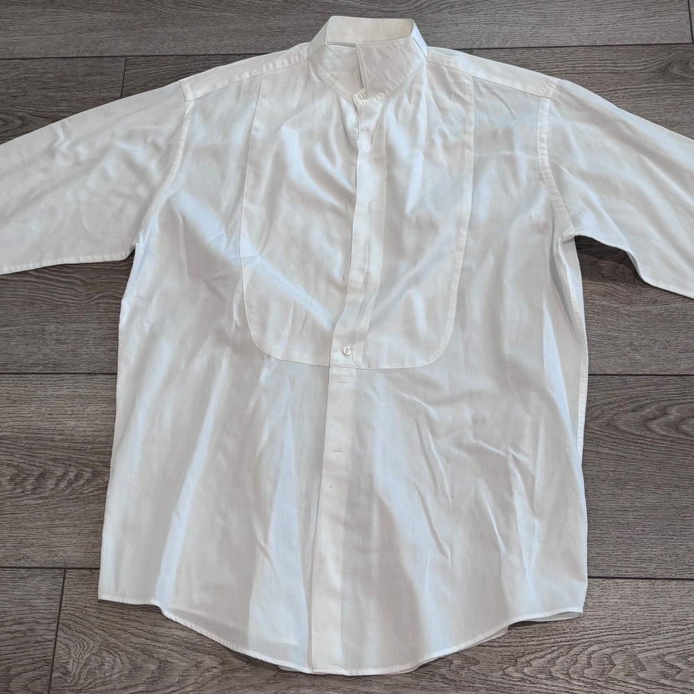 Giorgio Armani Tuxedo‎ Shirt Mens 15 32/33 White Bib Front Band Collar Formal